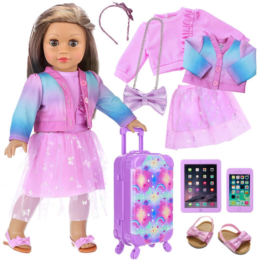 Ecore Fun 18-inch doll suitcase for kids, durable travel play.