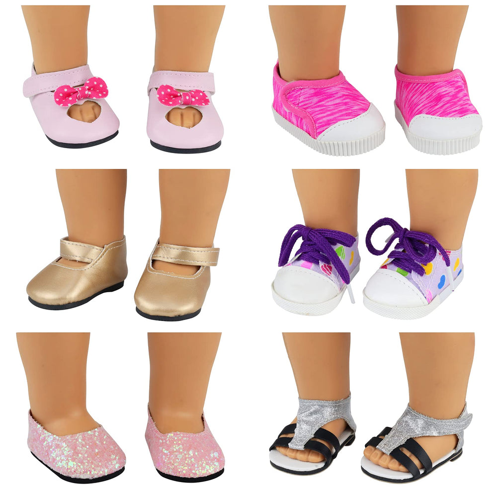 Ecore Fun doll shoes with Velcro ensure quick wear and secure fit.