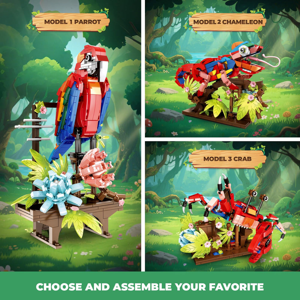 ecpoteny 3 in 1 chameleon figure with flowers and movable tail for creative exploration