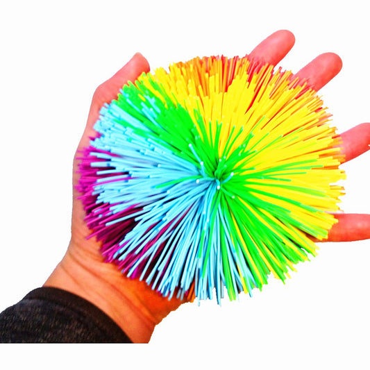 Education Through Play rainbow stringy ball silicone stress toy for tactile focus.