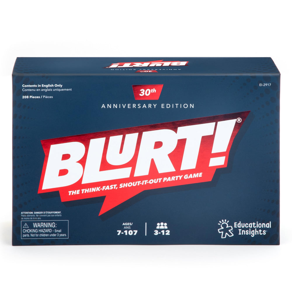 Educational Insights Blurt instruction guide aiding quick setup for classroom or family sessions