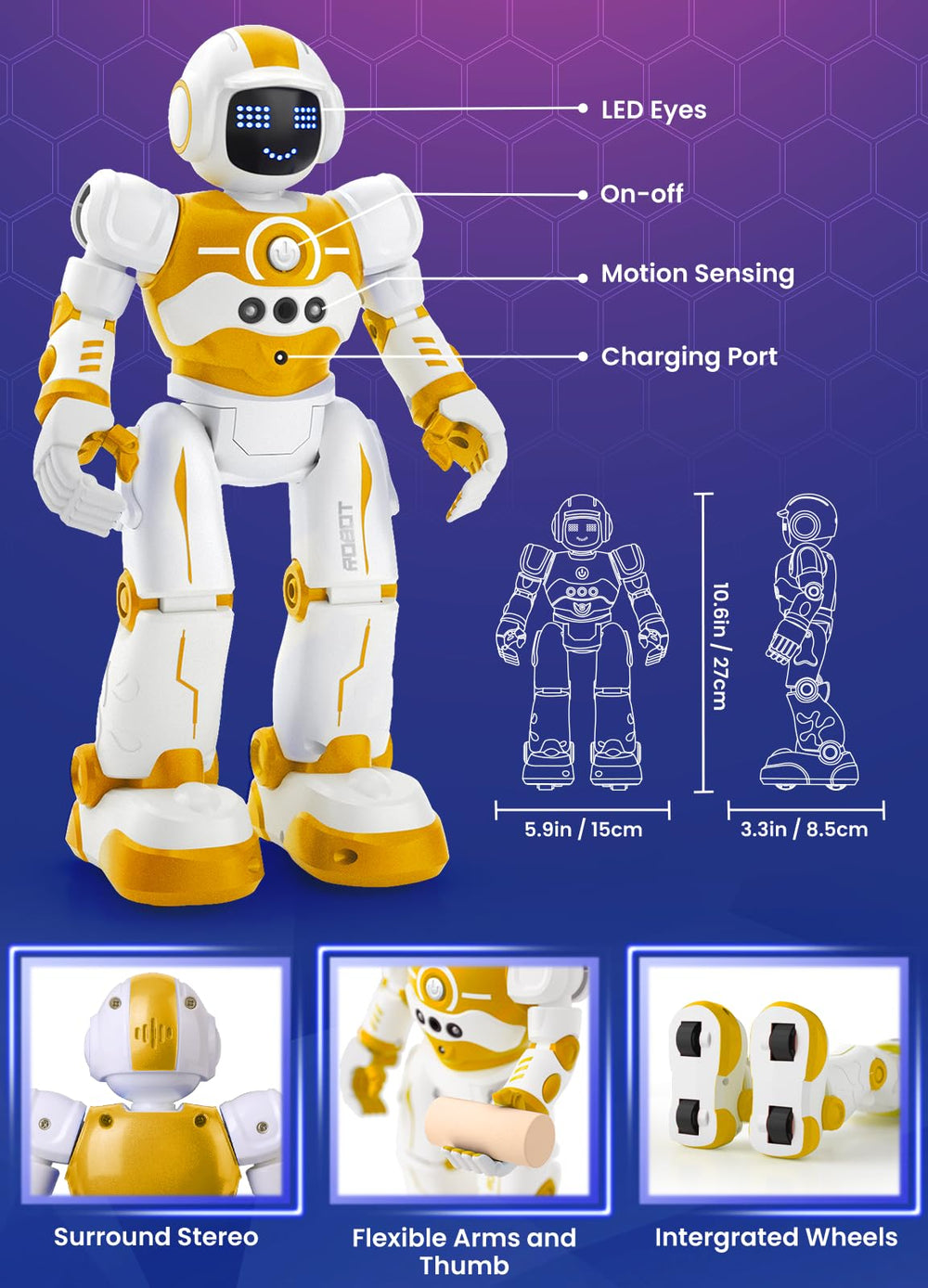 EduCuties robot toy hand gesture control, enables intuitive play and quick commands