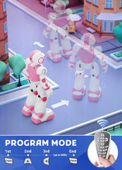 EduCuties pink robot toy charging via USB for longer fun