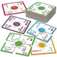 Edulok Math Games puzzle pieces for early math practice with self-checking design.
