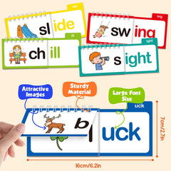 Edulok read and rhyme flip book panels promote rhythmic decoding during story time.