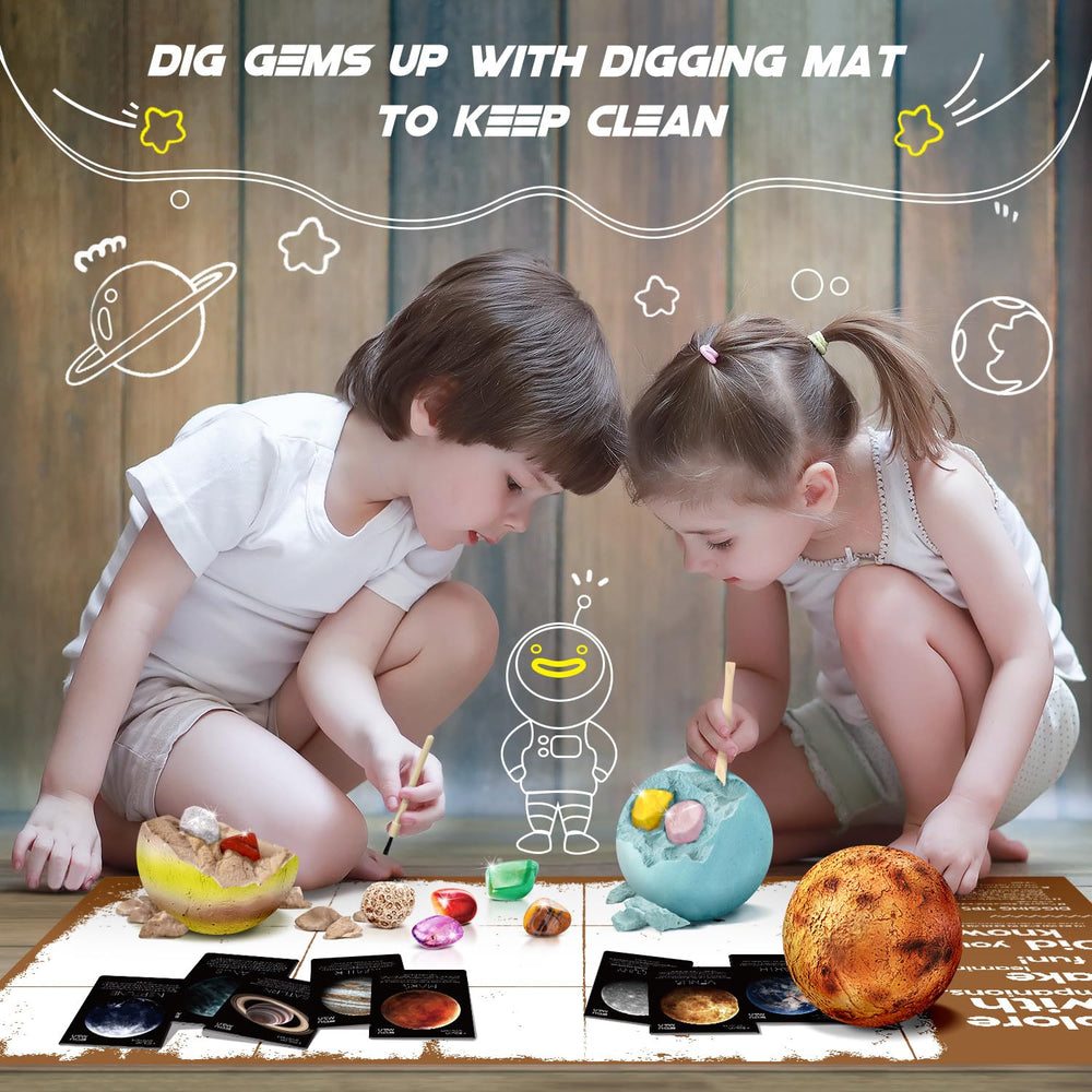 EDUMAN Gemstone Dig Kit learning poster introduces stones by name and history