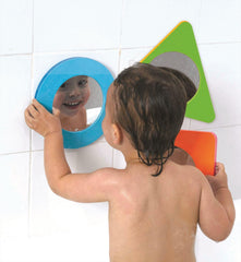 Edushape bath mirrors with colorful shapes support color and shape recognition