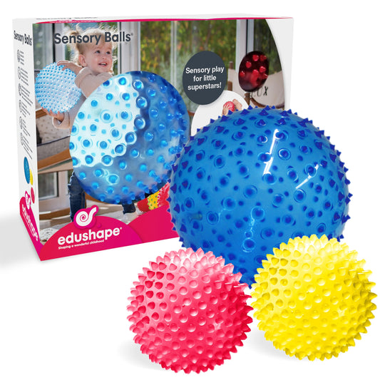 Edushape Original Sensory Balls blue 7in ball promotes gross motor exploration for babies.