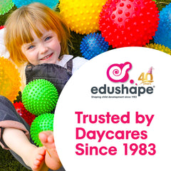 Edushape Stack & Drop Tower easy-grip cups support motor skill growth during play.