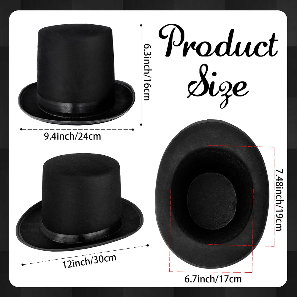 Eerrhhaq kids black felt top hat pack front view for group costumes