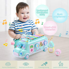 EFOSHM Bus bright color keys encourage color recognition during play.
