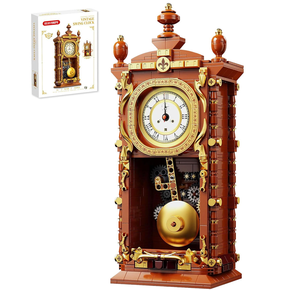 EIAVURPE Retro Clock Building Set front view for vintage display and decor.