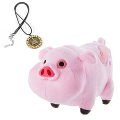 EIKOU Gravity Falls Waddles pig plush 7-inch with pendant, ideal as a cuddly travel companion.