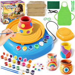 Einailvk Kids pottery wheel kit setup with colorful clay for creative play.