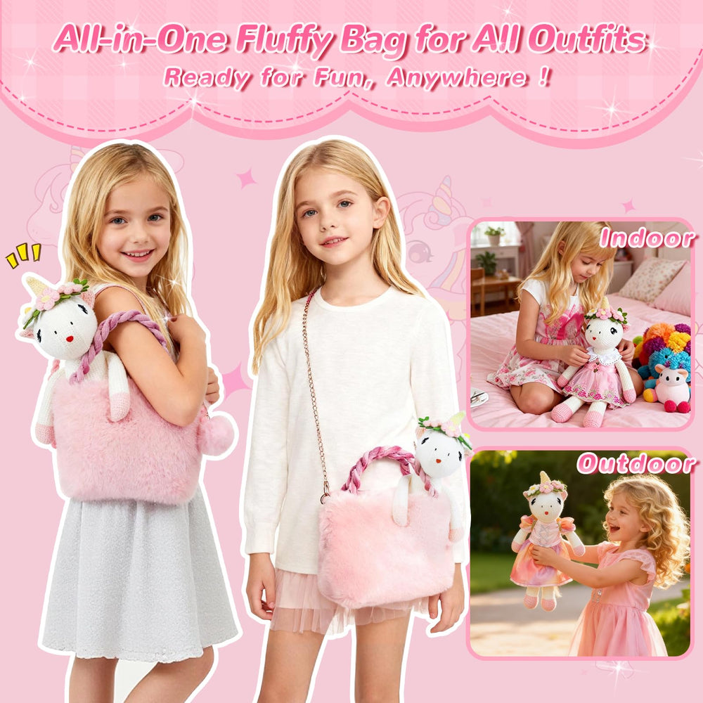 Eiranss Unicorns knit outfit provides cozy layering for chilly playdates.