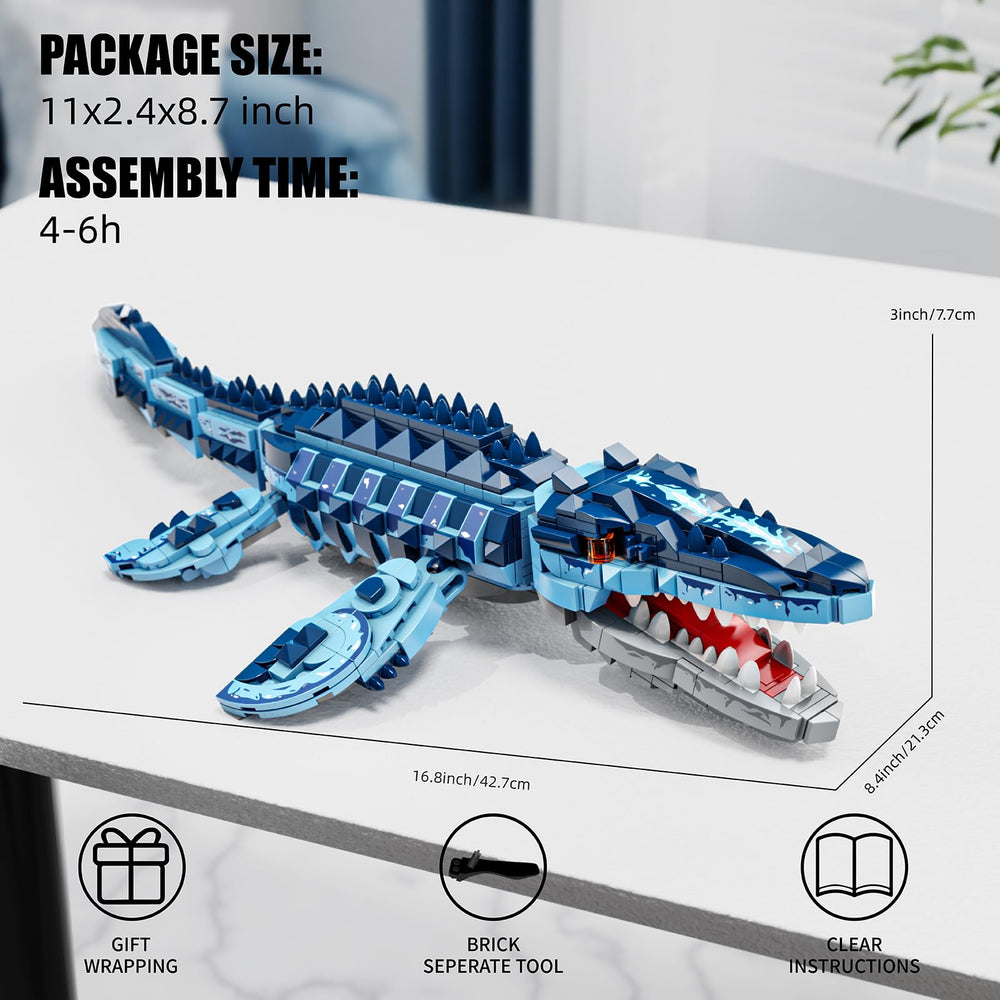 EITOLNR Mosasaurus ocean diorama-ready display piece for home decor.