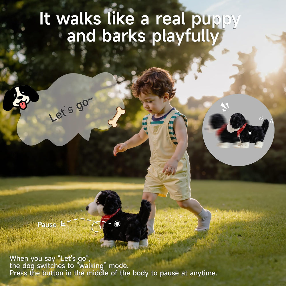 eJog Pup tail wag and bark respond to prompts.