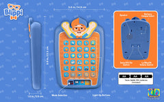 ekids Blippi tablet child learning scene emphasizes engagement and fine motor skills.