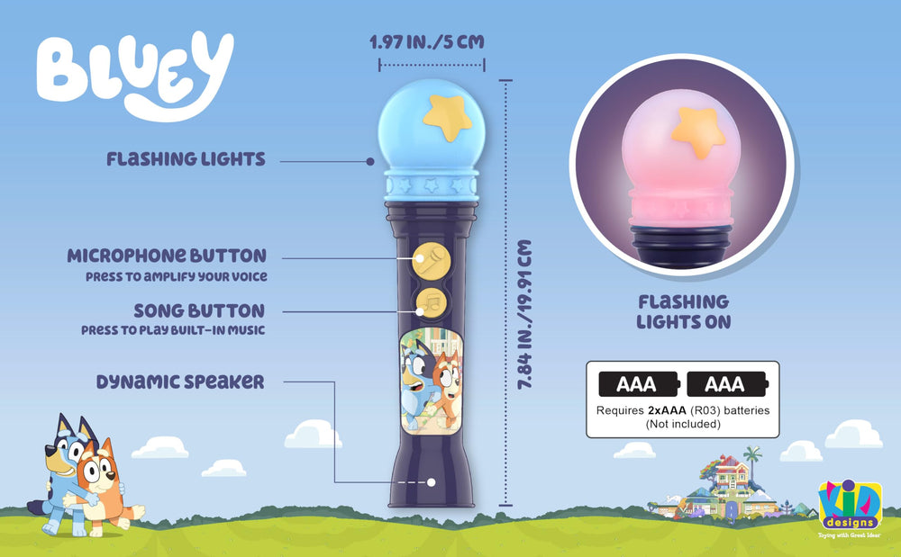 eKids Bluey microphone portable design supports on-the-go fun