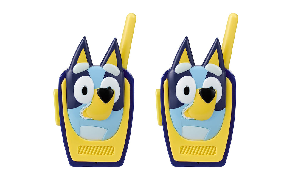 ekids Bluey walkie talkie front view with easy push-to-talk for kids' playtime
