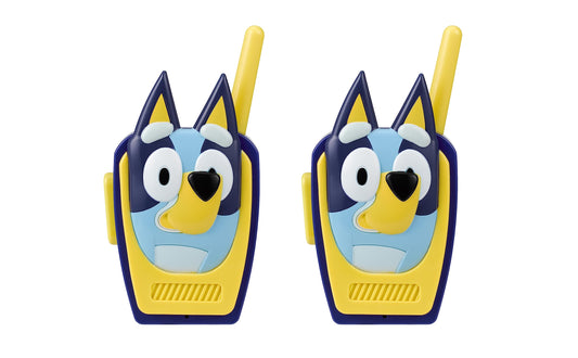 ekids Bluey walkie talkie front view with easy push-to-talk for kids' playtime