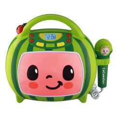 Ekids Cocomelon karaoke machine front view for easy on-the-go singing.