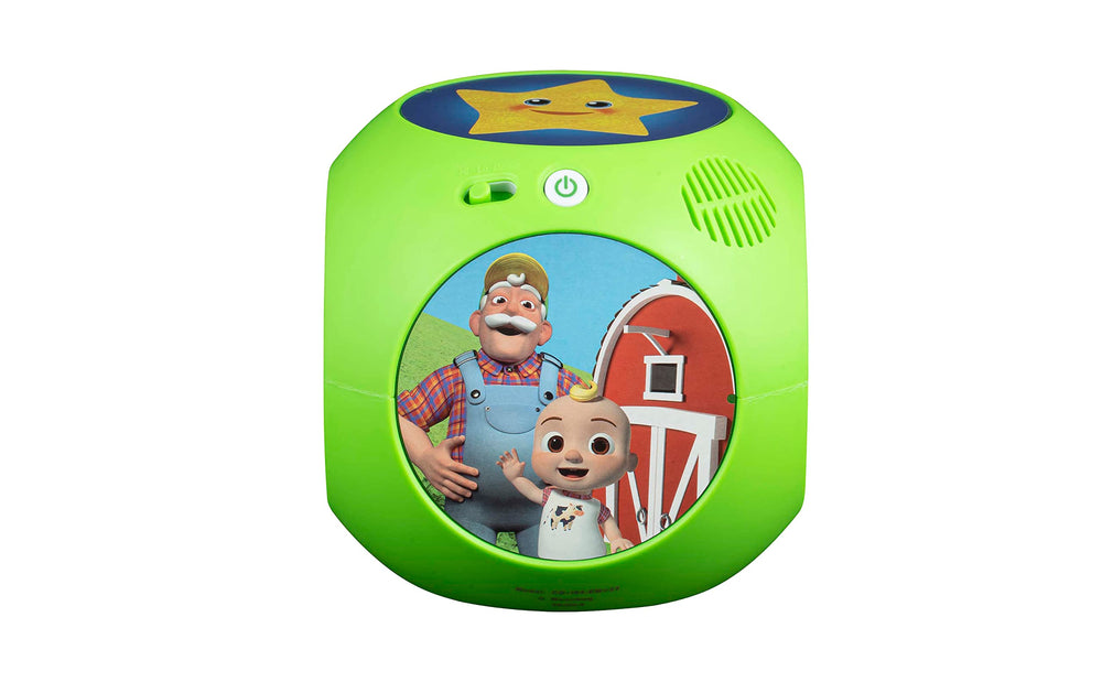 ekids Cocomelon toy battery compartment accessible for quick setup.