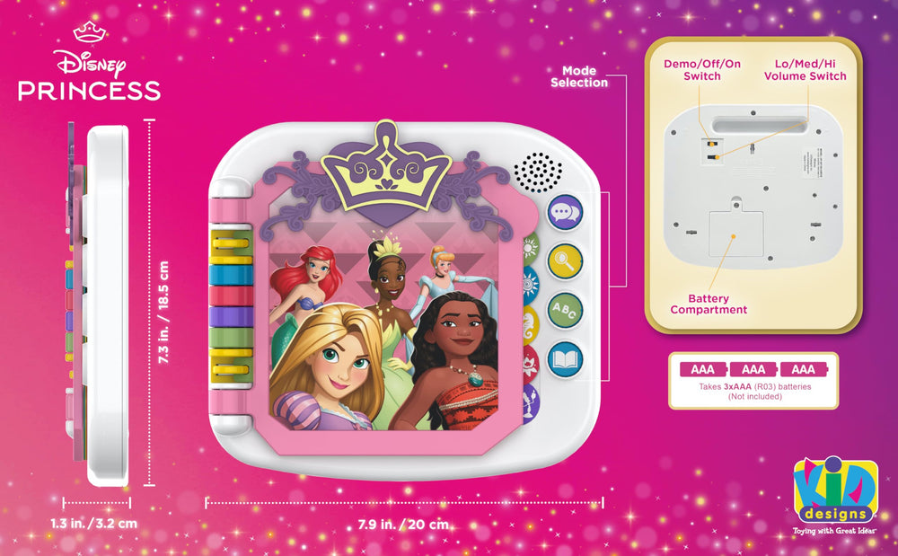 eKids Disney Princess Interactive Book lightweight, durable design for travel