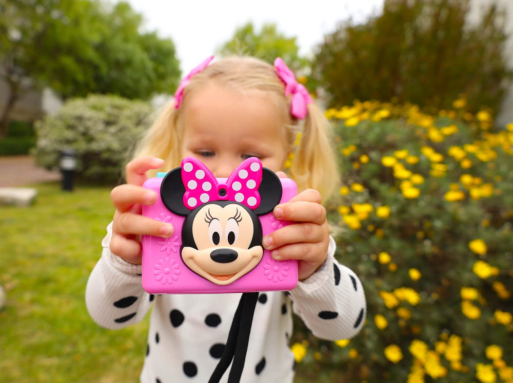 ekids Minnie Mouse camera memory card included for instant storage.