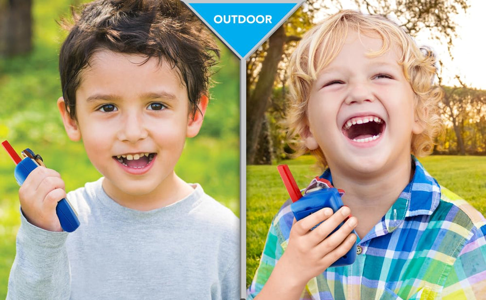 ekids two-way radios offer about 500 ft range for outdoor games.
