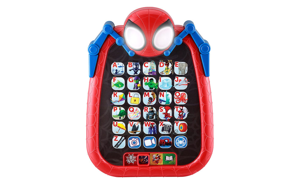 ekids Spidey tablet front view, kid-friendly design for easy handling on the go.
