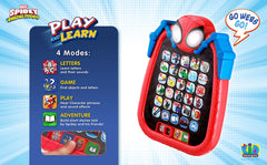 ekids Spidey tablet letters mode activation for early alphabet learning.