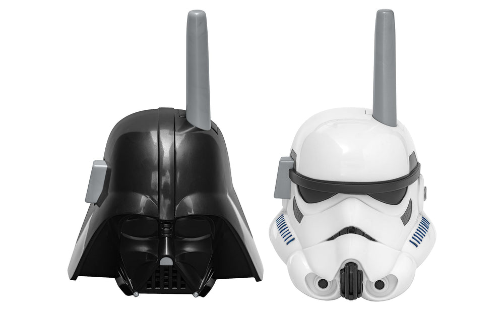 ekids Darth Vader walkie talkie front view, durable for adventurous kids.