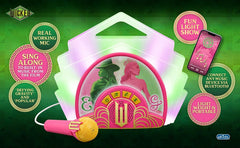 Ekids Wicked Karaoke graphic design and colorful lights for kid performances.
