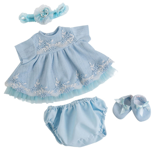 EKOKIZ Reborn blue dress set for 17-20 inch dolls enhances imaginative play.