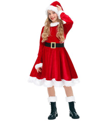 Ekoropshop Girls Mrs Claus Hat Detail highlights white fur trim and festive charm