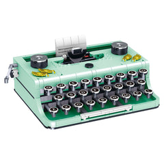 ELAICREE Ideas retro typewriter building set assembled display, showcases tactile craftsmanship.