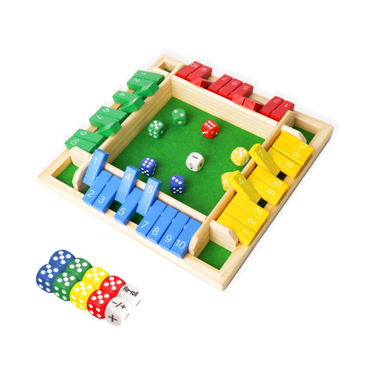 Elanbells Shut The Box 12-inch wooden game board for durable family play.