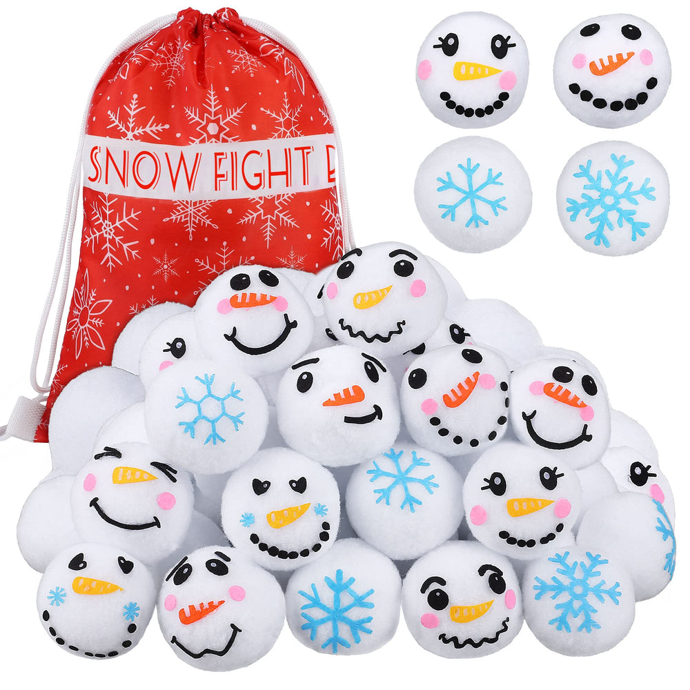 Elcoho 24-pack plush snow balls ideal for safe indoor play.