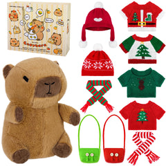 Elcoho 10-inch Christmas capybara plush with outfits for festive display