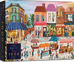 Elena Essex Market Day puzzle artwork featuring a bustling village market for cozy evenings.