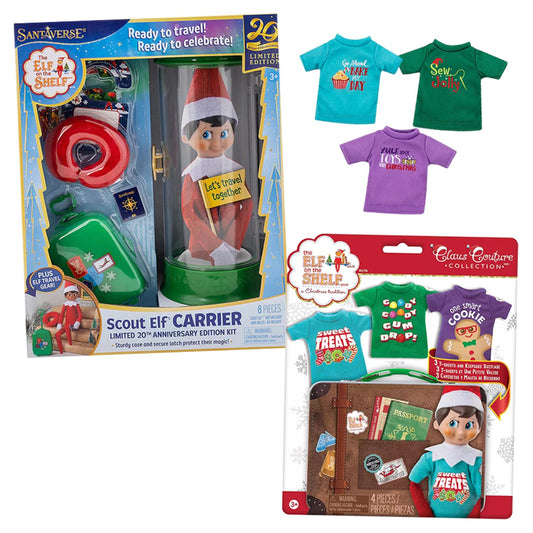 The Elf on the Shelf 20th Anniversary Carrier provides stylish elf transport.