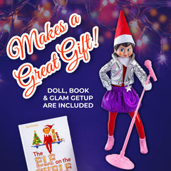 The Elf on the Shelf Scout Elf MagiFreez outfit with mic for pretend musical moments.