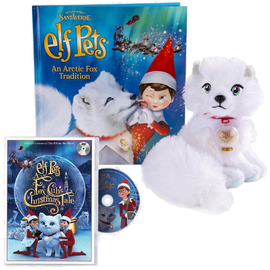 The Elf Pets Arctic Fox DVD cover inviting family viewing of a festive tale
