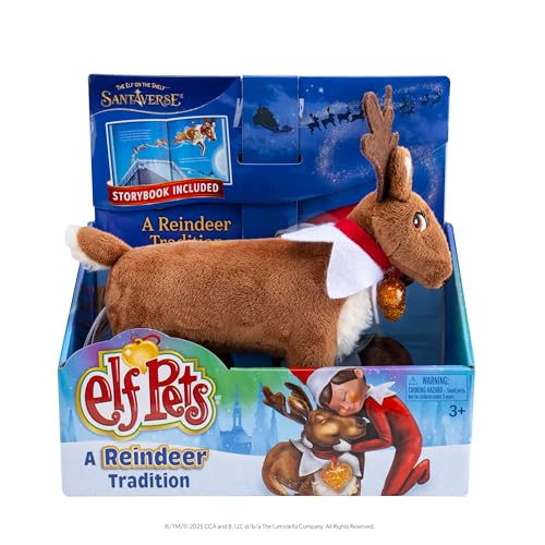 Elf Pets Reindeer plush close-up shows soft, comforting fur.
