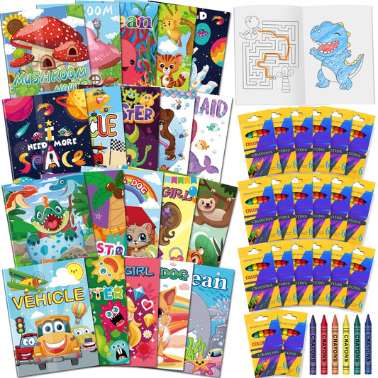 Elfew 20-set coloring books packaging, vibrant designs for kids' party favors