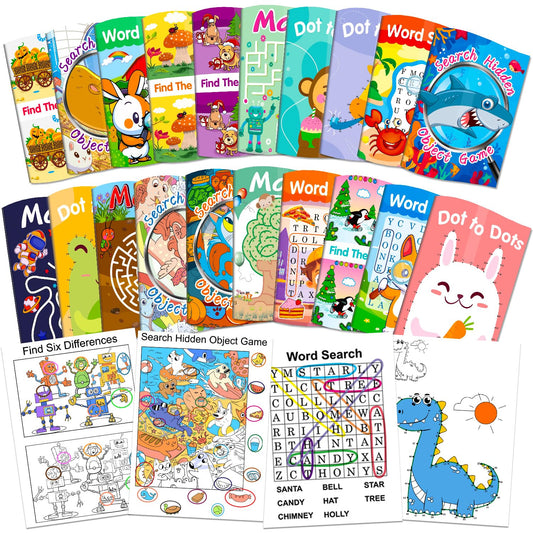 Elfew 20-Pack front cover of colorful activity books for travel and quiet play