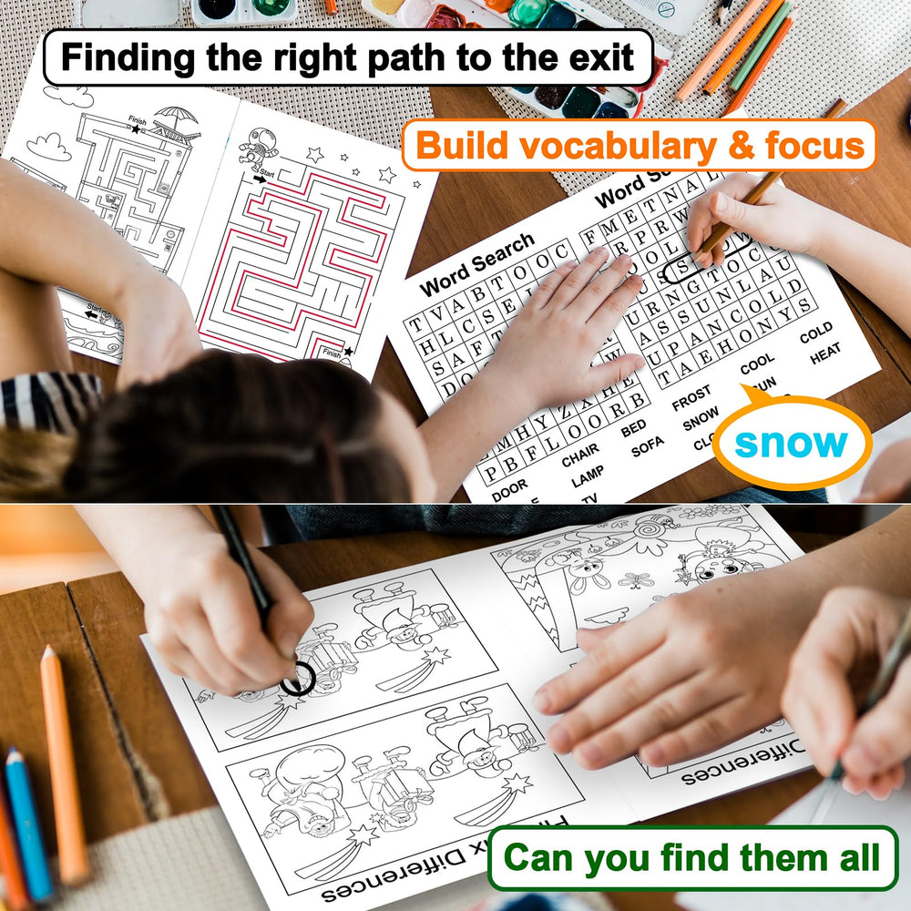 Elfew 20-Pack spread of puzzles, diverse activities to challenge young minds