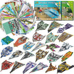 Elfew 48-sheet paper airplane kit cover with bright colors for creative folding