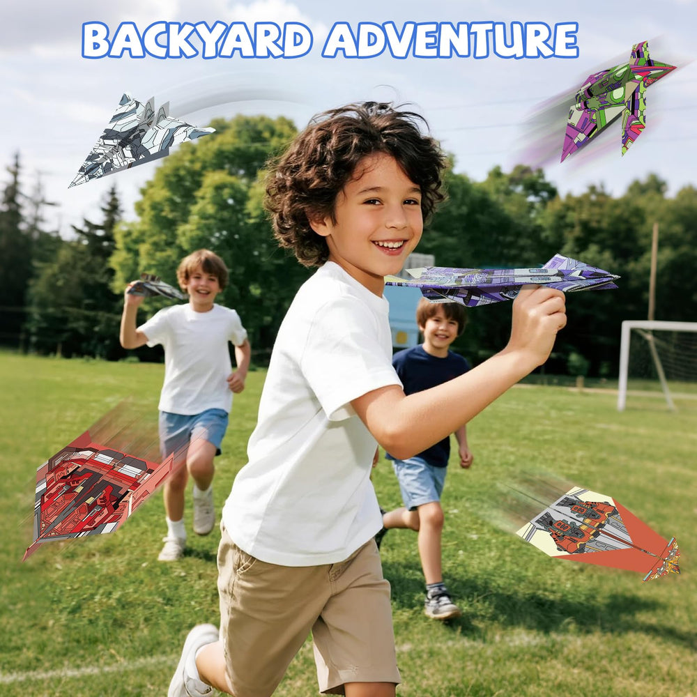 Elfew indoor-outdoor play setup with flying paper planes